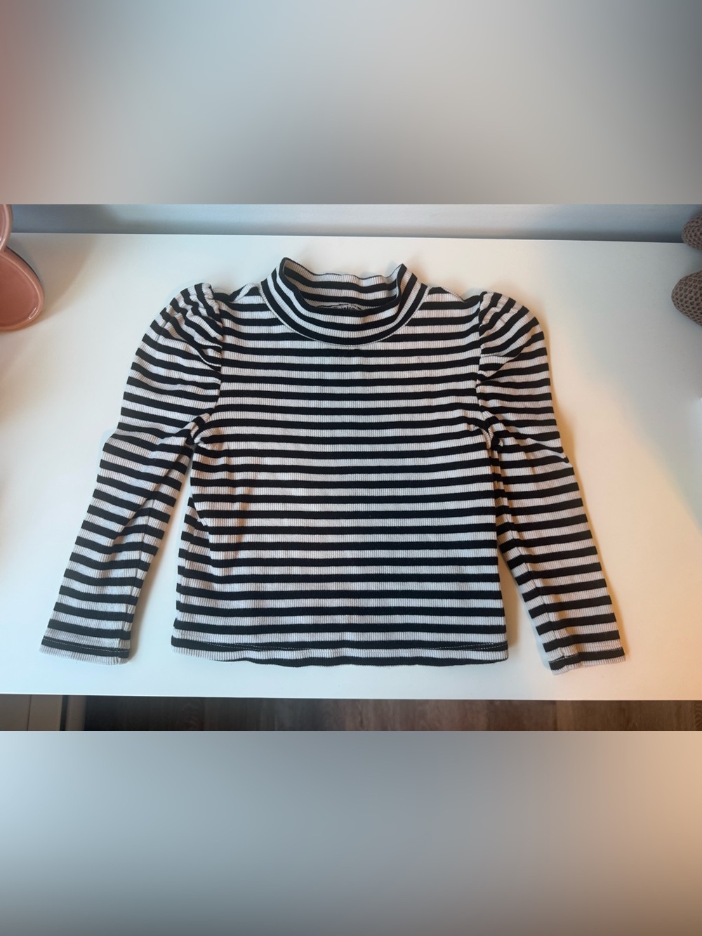 ⭐️3/15$⭐️ Baby GAP • Black & White Striped Long-Sleeve Mock Neck Top • 18/24M